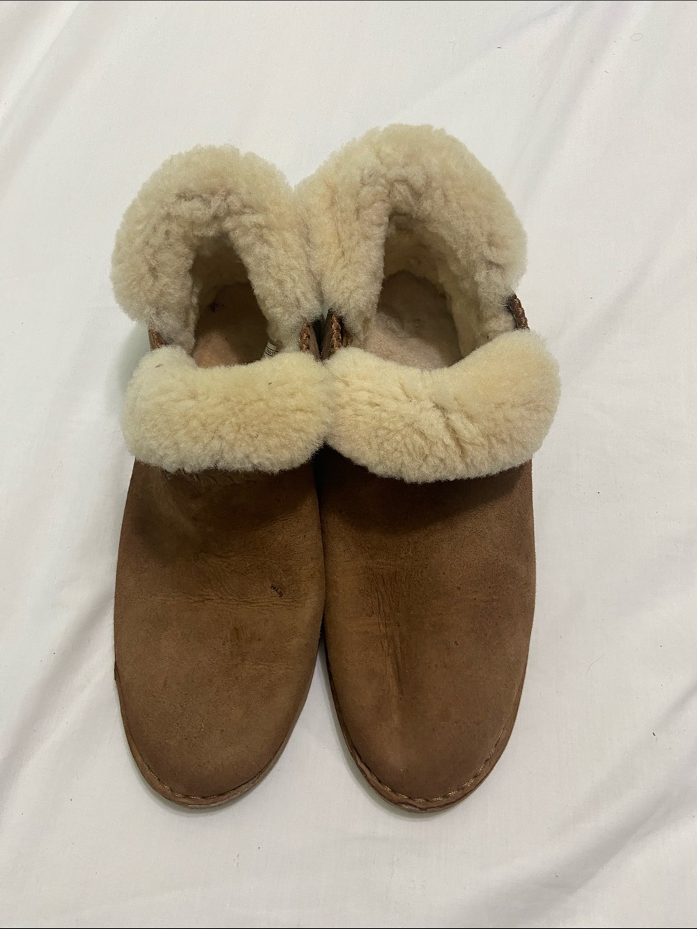 UGG Chestnut Suede Shearling-Lined Slip-On Booties